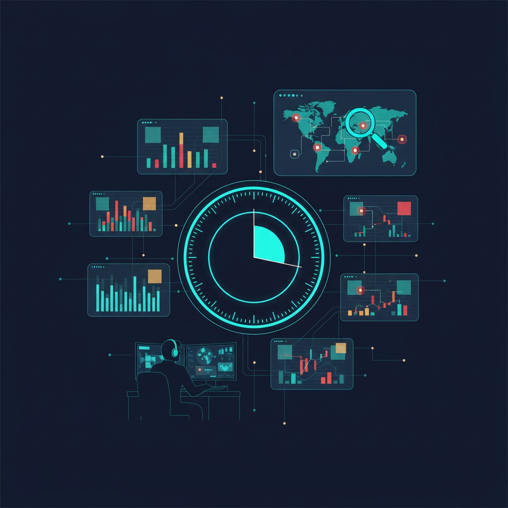 Security operations dashboards representing 24/7 threat detection and monitoring for Orange County businesses